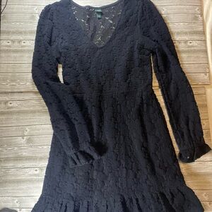 Wild Fable Black Textured Long Sleeve Dress